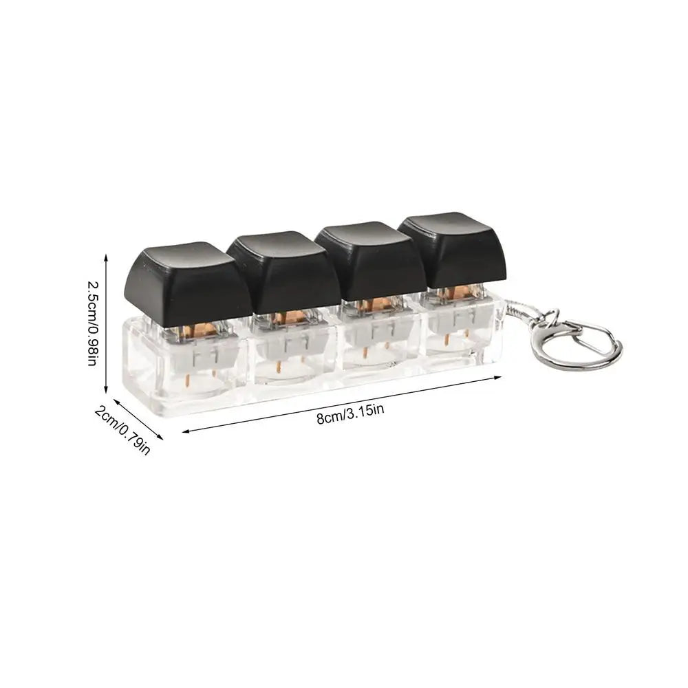 Keyboard Fidget Keychain 4 Keys Finger Button Anti-Stress Toy Mechanical Keycap