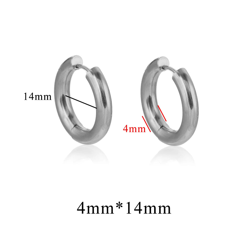 6pcs Stainless Steel 3mm 4mm Hoop Earrings | PVD Gold Plated Korean Round Earrings for close-up view