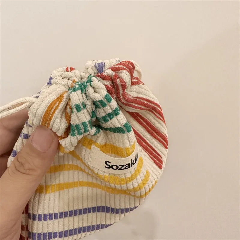Corduroy Drawstring Pouch | Versatile Storage Bag for Jewelry, Cosmetics, and Small E alternate view
