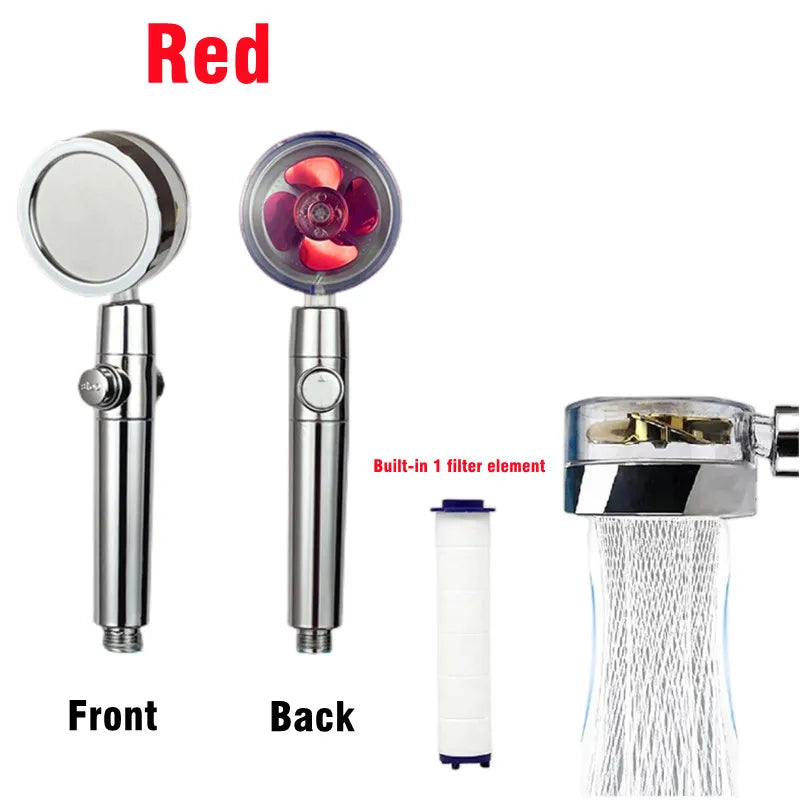 360 Degrees Rotation Turbo Fan Shower Head High Pressure Water Saving Spray Adjustabl alternate view