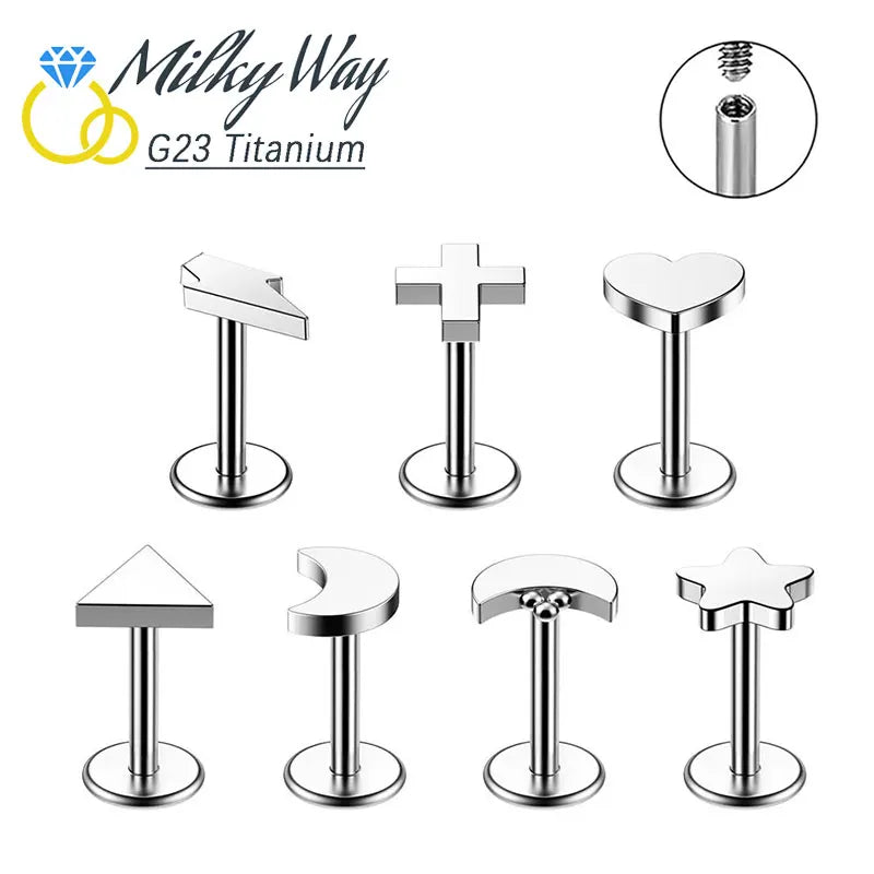 Nose Rings G23 Titanium Jewelry Labret Lip Studs Internally Threaded Earring Sexy Ear Cartilage Trag