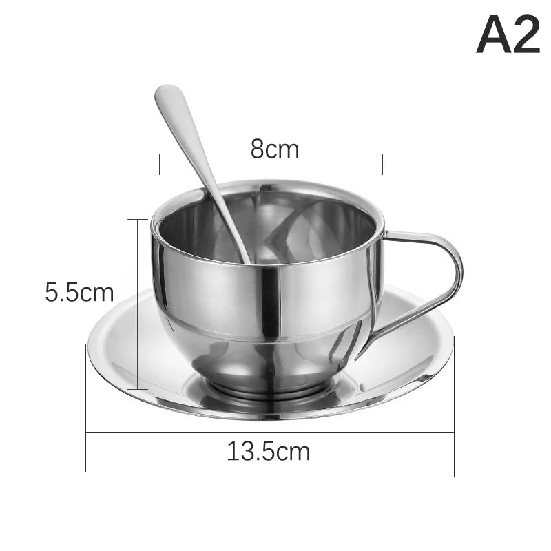 1pc 180/200ml Coffee Cup Double Layer Hot Resistant Coffee Cup Set Stainless Steel Te alternate view