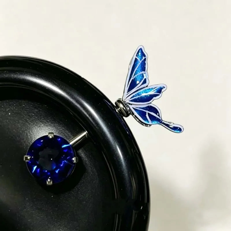 Sweet Cool Enamel Zircon Butterfly Stud Earrings for Women Punk Metal Shiny Crystal Pi close-up view