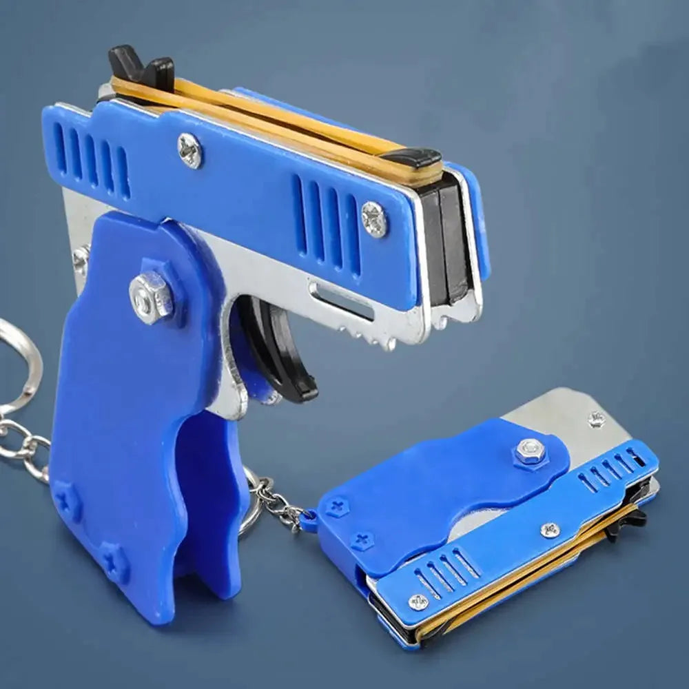 1PCS Keychain Gun 60 Rubber Bands Rubber Band Gun Shooting Pistol Alloy Kid Outdoor P lifestyle view