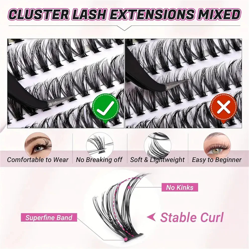 200-Piece Single Cluster False Eyelash Set | Faux Mink Fluffy Natural Lashes lifestyle view