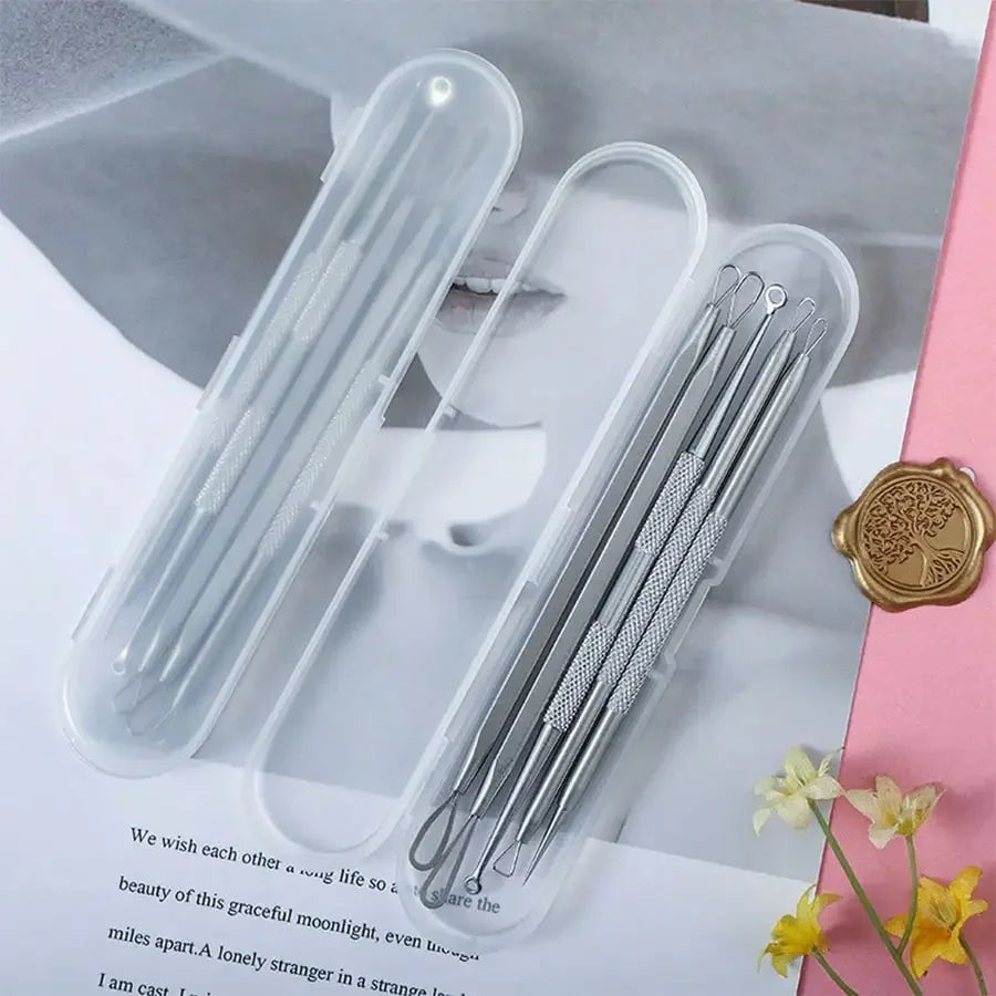 Stainless Steel Blackhead Remover Tool Kit | Professional Facial Cleanser Set with St lifestyle view