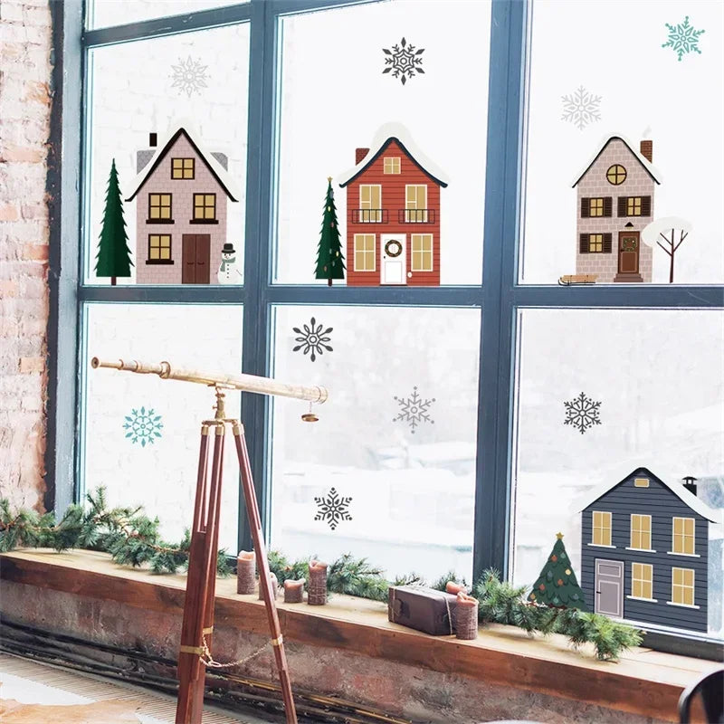 Christmas Houses Window Stickers | Removable Self-Adhesive Xmas Decorations for Home lifestyle view
