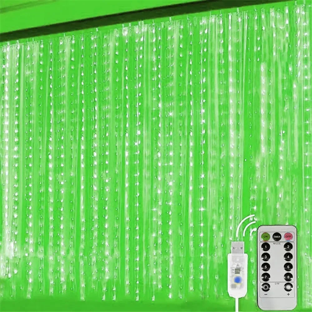 USB LED Curtain 8Modes Remote Control Lights Holiday Wedding Garland for Bedroom Livin close-up view