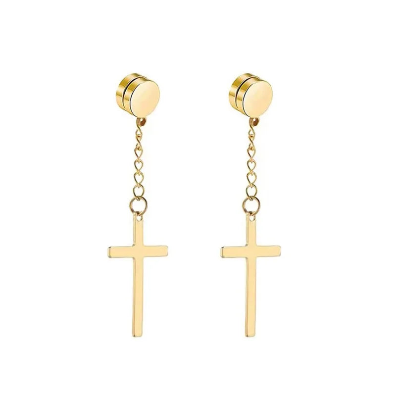2Pcs Crystal Strong Magnetic Ear Stud Clip Earrings for Men and Women, Punk Round Zirc close-up view