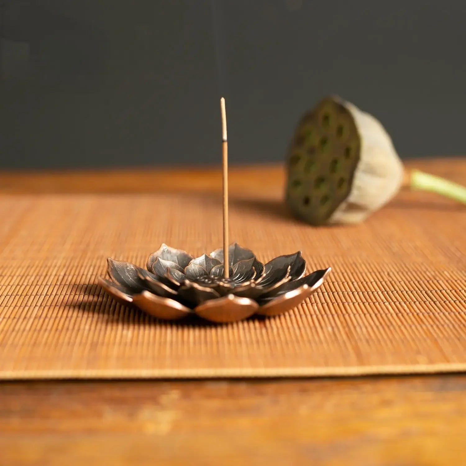 Lotus Incense Burner Stick Holder | Alloy Buddhism Meditation Decor alternate view