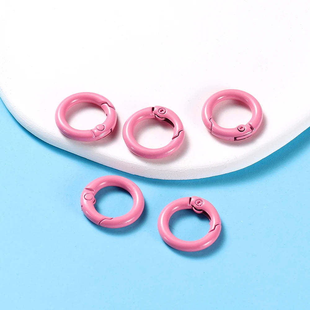 Ring Spring Clasp Openable Round Carabiner Keychain Clips Hook Dog Chain Jewelry Bu additional angle
