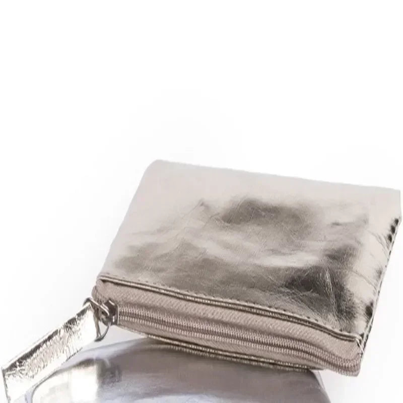 Silver Gold Credit Card Holder Bag | Waterproof PU Leather Coin Purse Wallet detail view