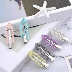 12Pcs Elegant Shiny With Pearls , Imitation Diamonds, Plastic Rhinestone Leaf Hair Clips detail view