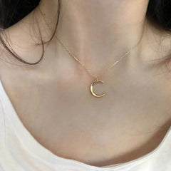 Stainless Steel Necklace New Fashion Moon Chain Pendant Simplicity Necklaces For Women close-up view