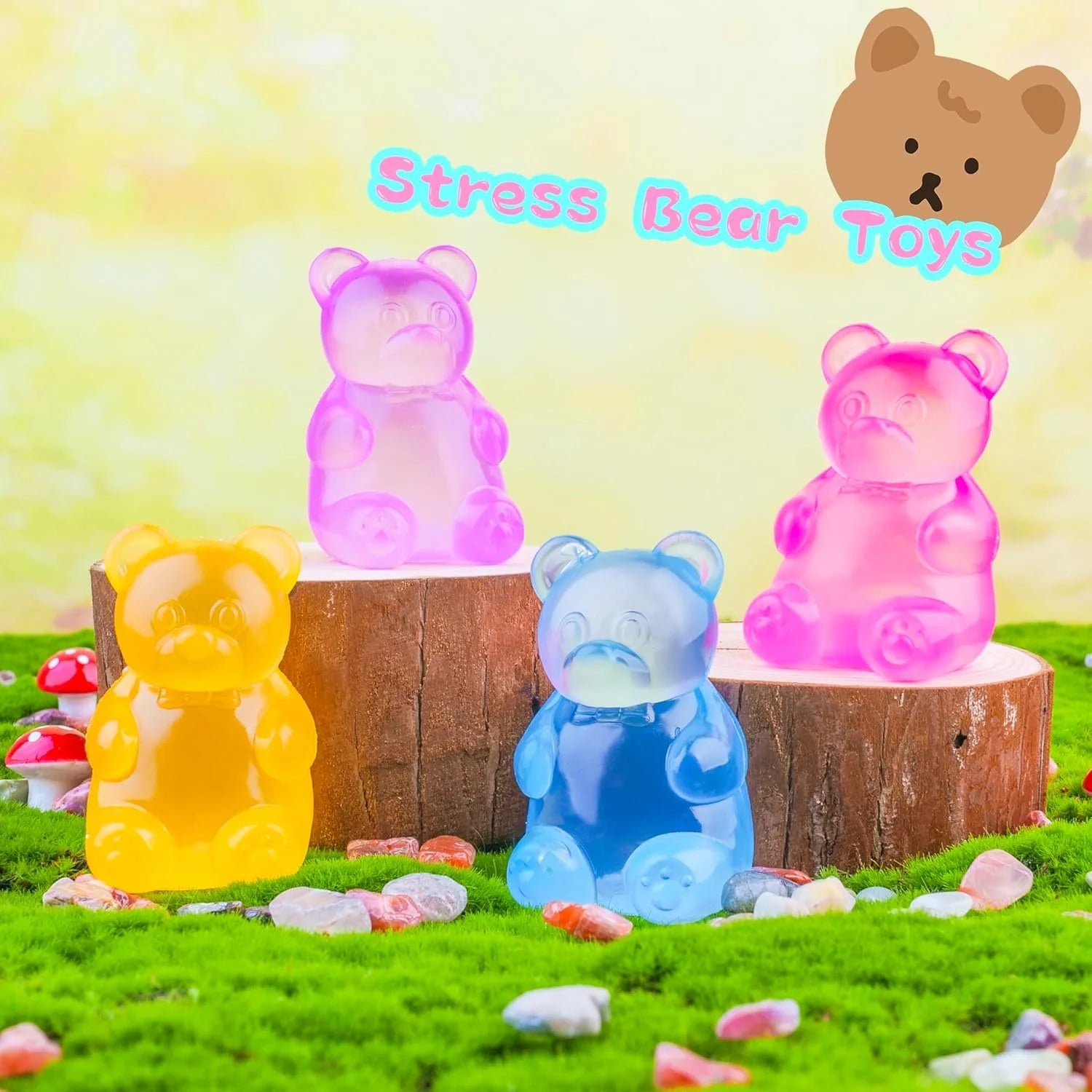 Gummy Bear Squishy Stress Ball | Sugar Filled Ultra Soft Decompression Toy close-up view