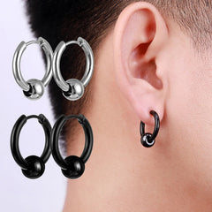 Black Punk Stainless Steel Stud Earrings Set for Men And Women Vintage Hip Hop Piercing Ear Jewelry