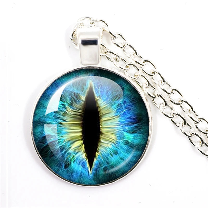 Fashion Evil Eye Pendant Necklace | Trendy Glass Cabochon Jewelry Gift close-up view