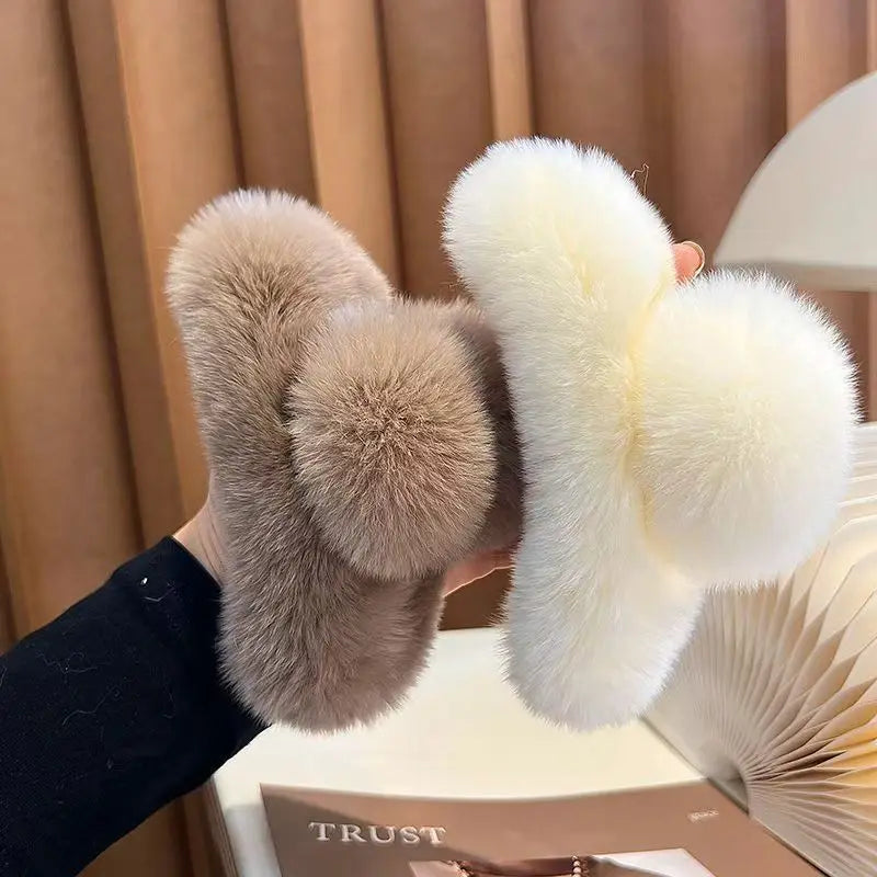 Plush Hair Clip, Cotton, 2 Pcs