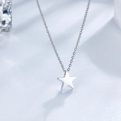 LUXUKISSKIDS Fashion Classic Small Star Pendant Necklace Smooth Mental Tiny Stars Clavicle Choker for Girls/Woman Steel Jewelry