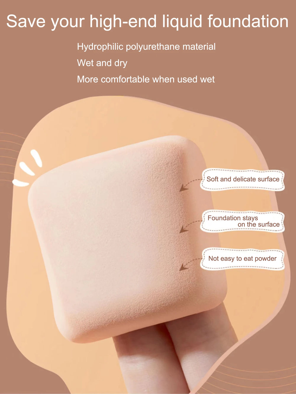 Super Soft Cloud Puff with Box Round Square Makeup Sponge Puff Dry Wet Dual Use Liquid F detail view
