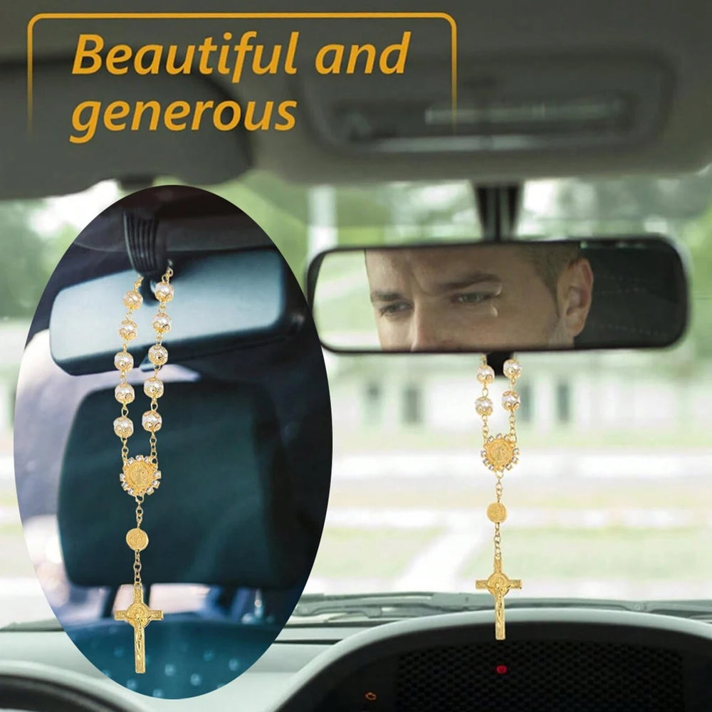 Cross Pendant Rosary Necklace additional angle