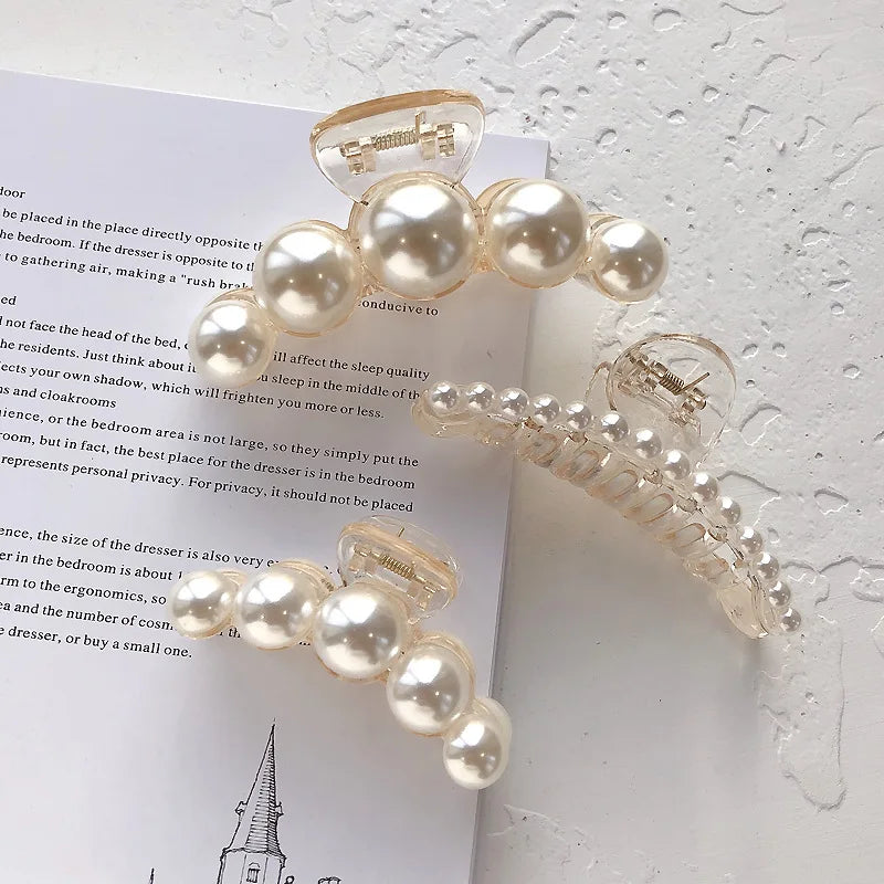 Simulated Pearl Hair Claws for Women Korean Acrylic Hair Clips Girls Large Size Barre alternate view