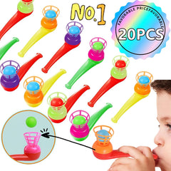 20PCS Suspended Blow Pipe Blow Ball Rod Game Children Balance Training Floating Blowing Ball Magic D