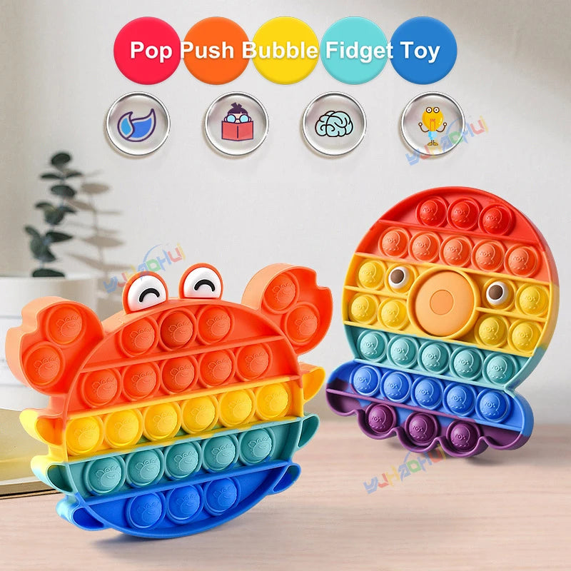 Rainbow Pop Push Bubble Fidget Toy | Sensory Stress Relief for Kids and Adults detail view