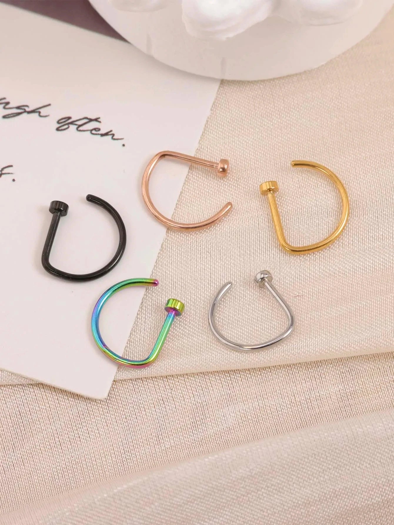 Stainless Steel Ring Nostril Body Jewelry New Curved Barbells Fake Nose Piercing D Sha close-up view