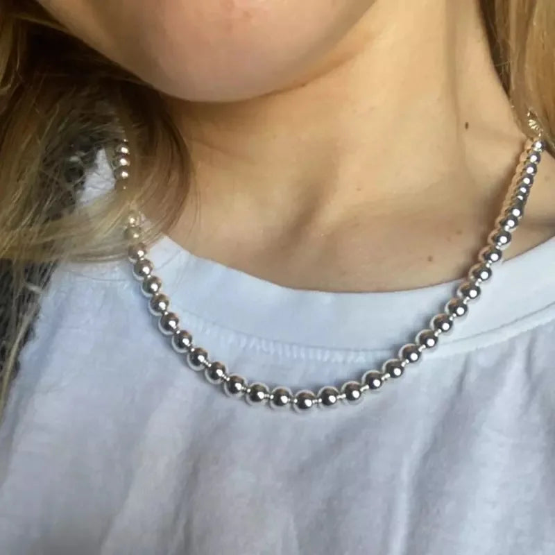 925 Sterling Silver Bead Chain Necklace | Smooth Ball Chain 4MM to 10MM Unisex Jewelr lifestyle view