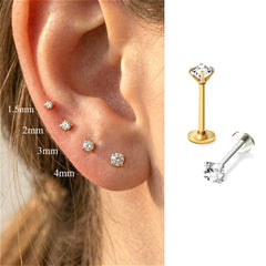 2/8PCS Stainless Steel Eearring Nose Stud Cartilage Piercing Jewelry Helix Tragus Lip Gold Color Tin