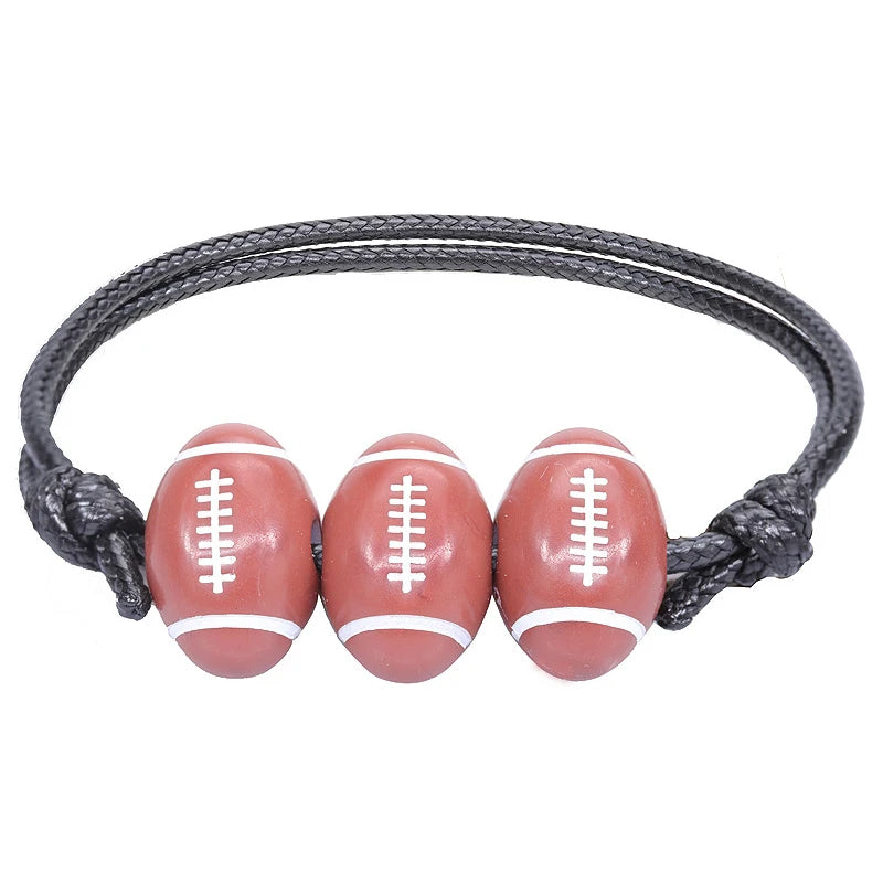 5/10pcs Football Baseball Basketball Beads Charm Adjustable Bracelets for Sports Th additional angle
