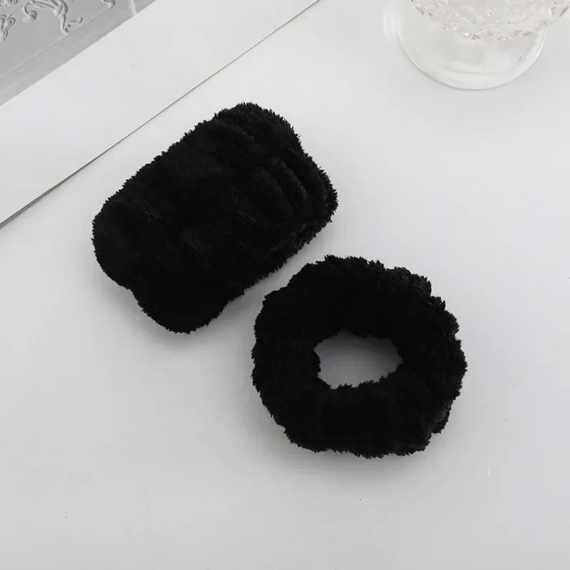Soft Coral Fleece Headband Women Makeup Wash Face Spa Elastic Hair Band Fashion Female Girls Hair Accessories Wrist Washband