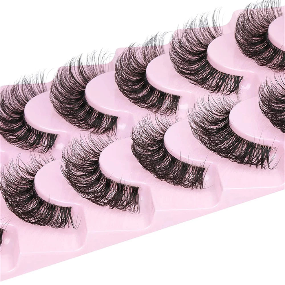 10 Pairs 6D Super Fluffy Wispy Faux Mink Eyelashes | Cat Eye Effect Dramatic Lashes detail view