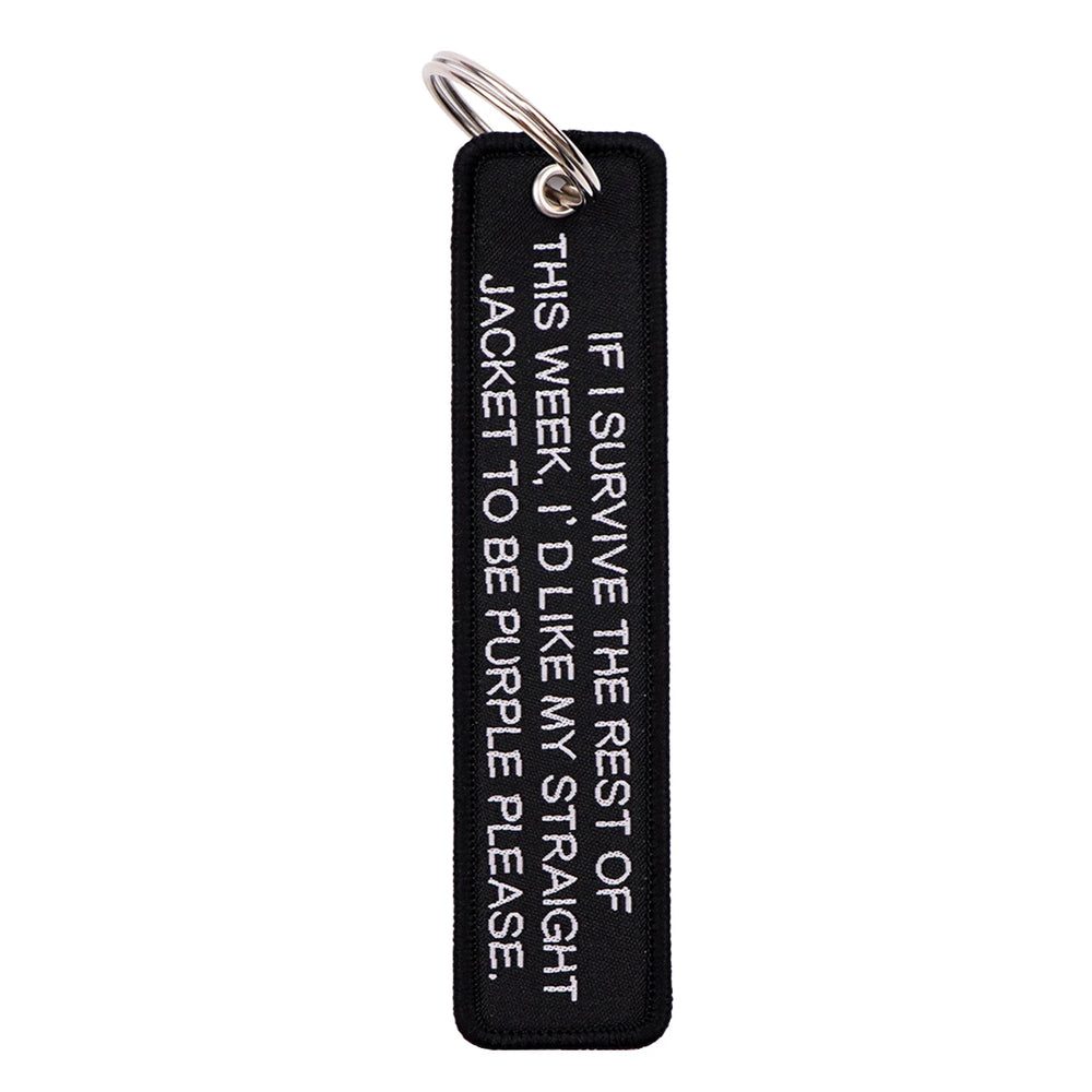 Embroidered Quote Key Fob | Personalized Gift Keyring detail view
