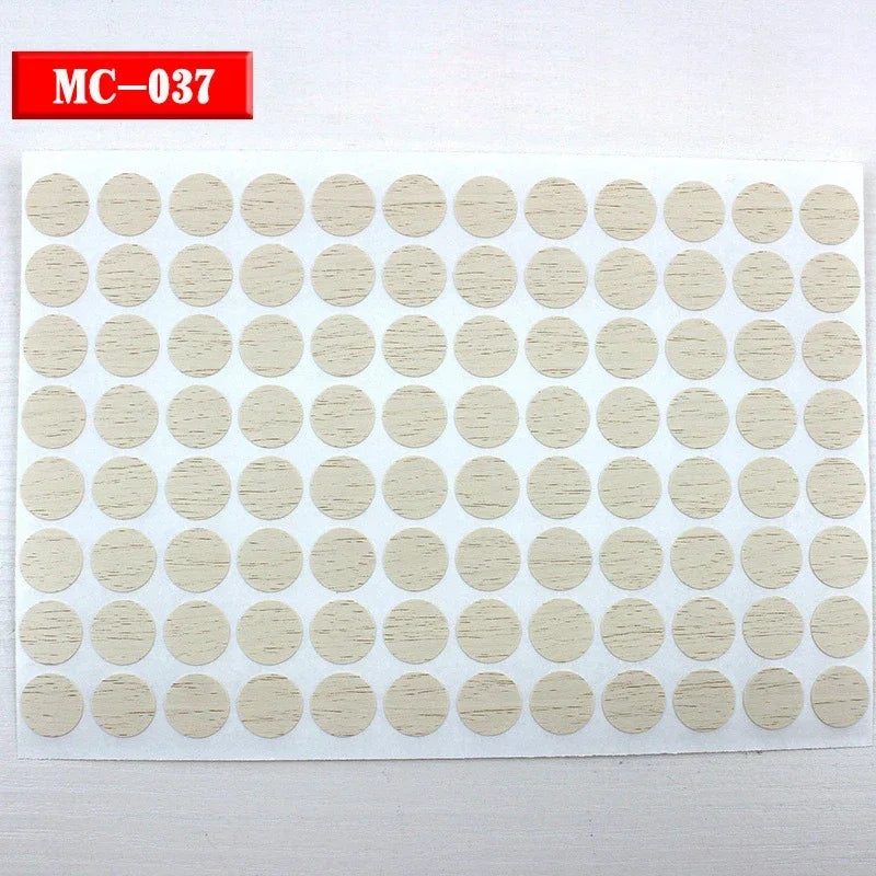 96Pcs 15mm Wood Furniture Screw Cap Covers | Self-Adhesive Hole Stickers for Desk Cabi close-up view