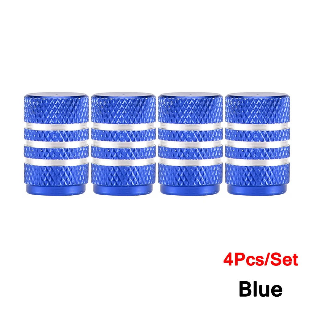 DSYCAR 4Pcs Silver Car Tire Valve Stems Cap Knurling Style Tire Valve Cap Aluminum Ti alternate view