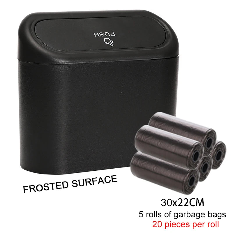 Car Trash Can Hanging Dustbin Garbage Box with Lid Car Interior Storage Case Trash additional angle