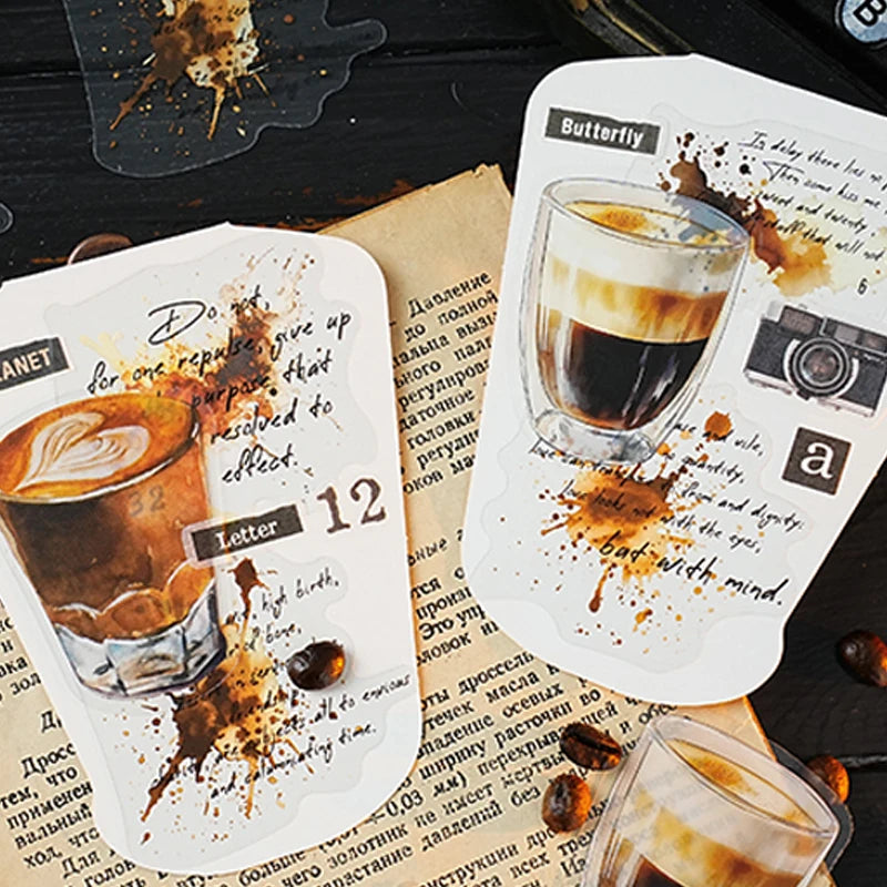 Mr Paper 90 Pieces Coffee Freedom Series PET Waterproof Sticker Pack | Creative Scrapboo detail view