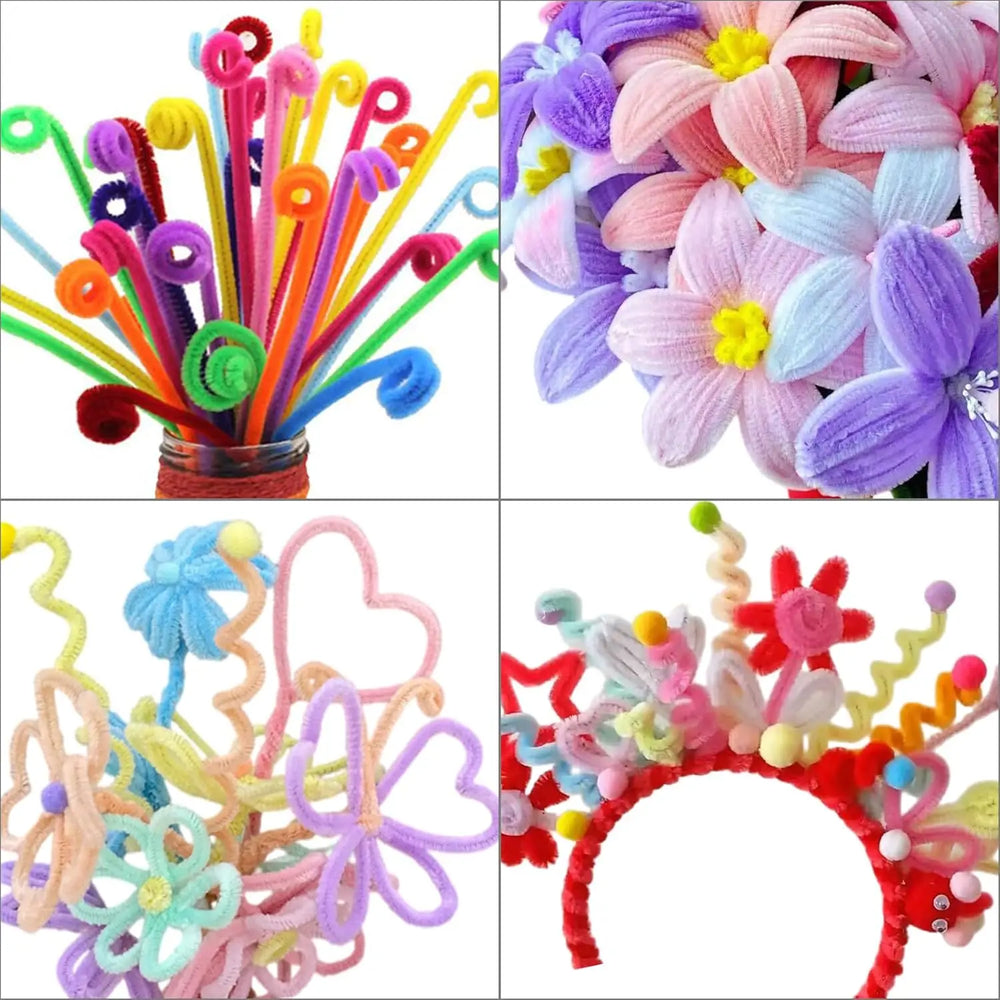 100pcs Pink Pipe Cleaners | Chenille Stems for Art and Craft Supplies lifestyle view
