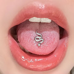 Small snake-shaped earrings, nose studs, titanium steel tongue studs, lip studs,flat-bottomed body p