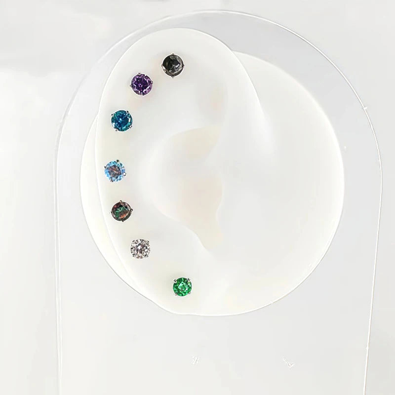 ASTM F136 Titanium 16G CZ Labret Lip Studs Helix Tragus Cartilage Flat Back Earrings lifestyle view