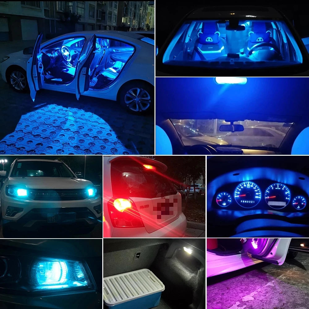 10X New W5W LED T10 Car Lights COB Glass Interior Parts Bulbs White ice blue Yellow A lifestyle view