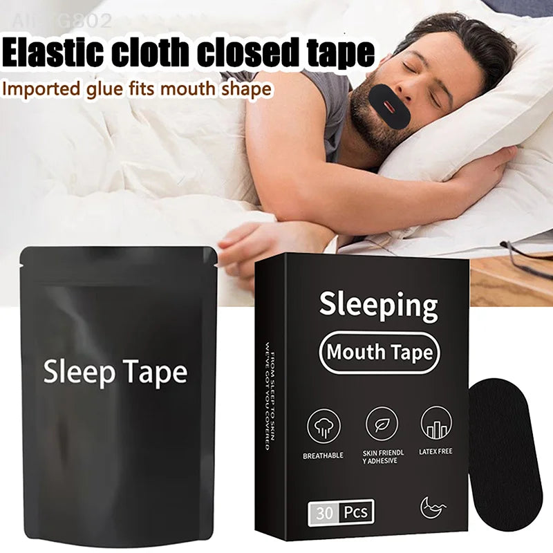 Snoring Relief Mouth Tape | 30 Hypoallergenic Strips for Better Sleep close-up view