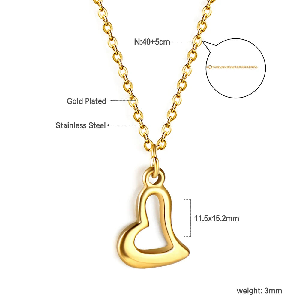 ASONSTEEL Heart Pendant Necklace | Romantic Gold Stainless Steel Choker for Women close-up view