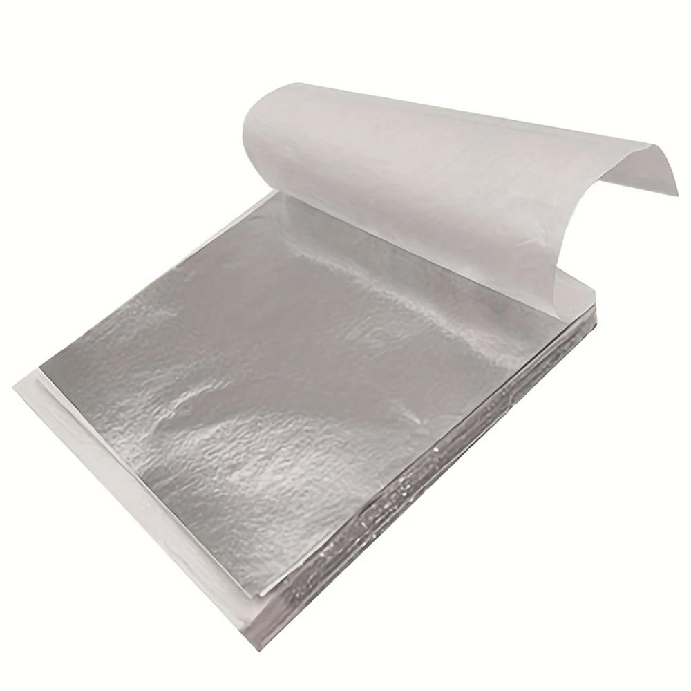 100pcs Imitation Golden Silvery Foil Paper Leaf Sheet Gilding DIY Art Craft Paper DIY close-up view