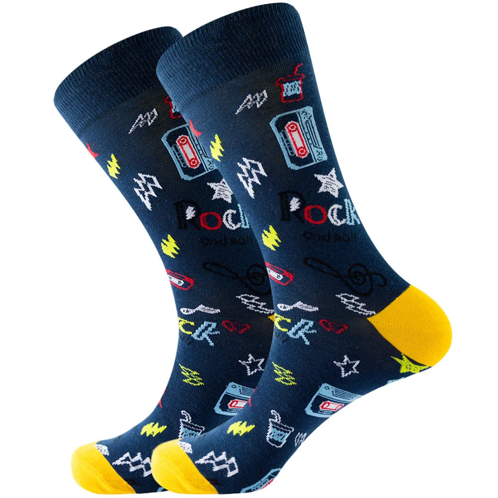 New Happy Mens Socks Women Novelty Cartoon Sock Combed Cotton Funny Men's Big Size Cr lifestyle view