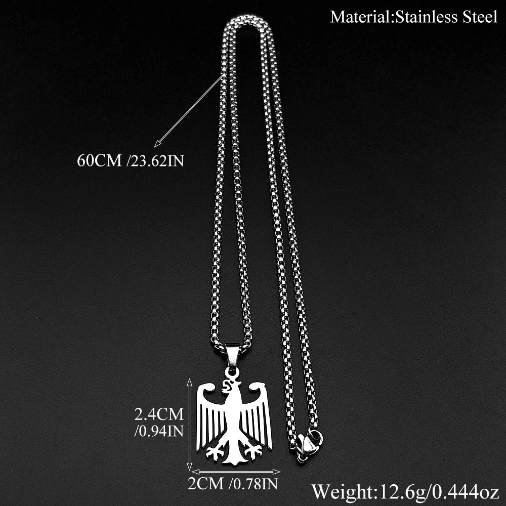 Hollow German Eagle Bundesadler National Emblem Symbol Pendant Necklaces Gold Color St close-up view