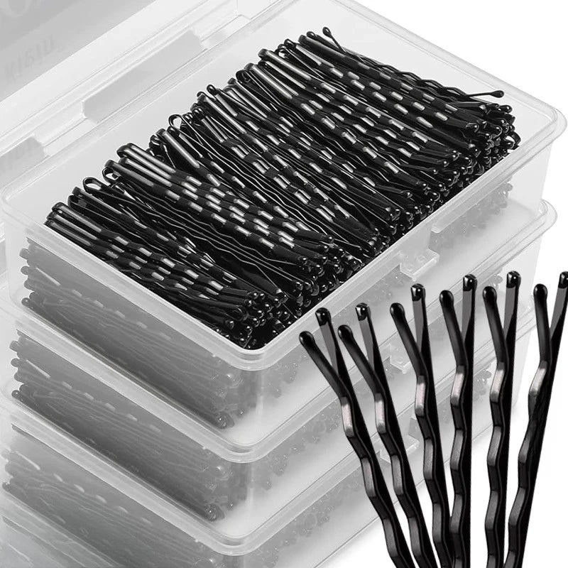 50-600pcs Black Straight Line Hair Clip U-shaped Needle Lady Hairpins Curly Wavy Grips Women Bobby Pins Styling Hair Accessories