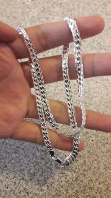 20-60cm Silver Color Luxury Brand Design Noble 6mm Necklace Chain For Woman Men Fashio close-up view